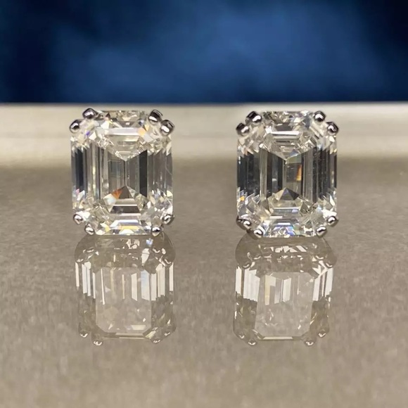 2ct Emerald Cut Studs - Picture 3 of 16